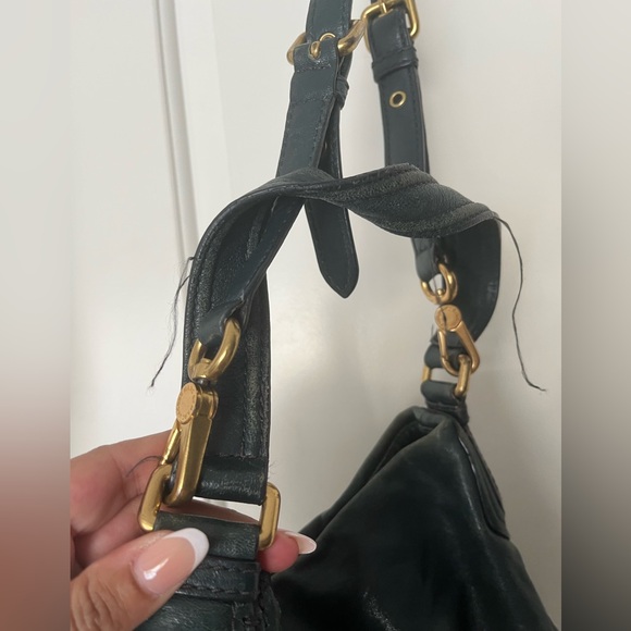 Marc Jacobs teal leather purse dust bag straps crossbody hobo hillier classic Q - Picture 6 of 9